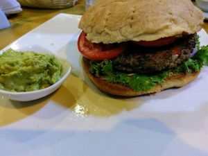 Lentil Burger  at Angela's Place in Mancora