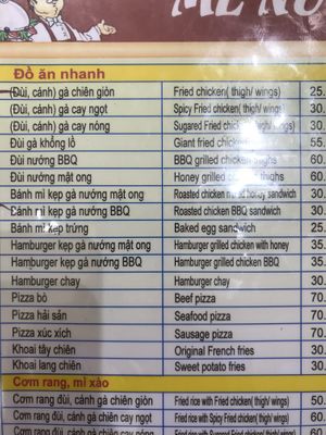 Hamburger Chay (Vegetarian) and fries on the menu at Quyet Hang in Ha Giang