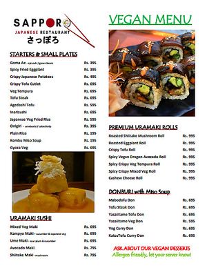 2022 Vegan Menu at #sapporoktm #vegan #veganfood #vegansushi #veganjapanesefood #veganfoodkathmandu #restaurantinkathmandu #kathmandurestaurant at Sapporo Japanese Restaurant in Kathmandu