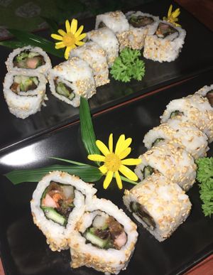 vegan mixed uramaki at Sapporo Japanese Restaurant in Kathmandu