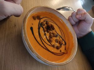 Tomatoes soup at Fika in St Petersburg