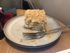 One of the best vegan versions of Napoleon cake at Fika in St Petersburg