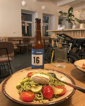 pasta pesto at Fika in St Petersburg