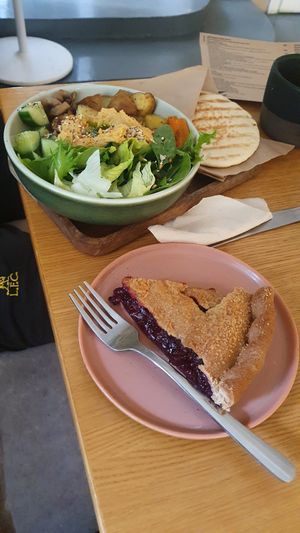 Cherry "pirog" pie and "village bowl" at Fika in St Petersburg
