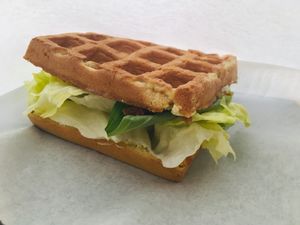 Savoury waffle at Fika in St Petersburg