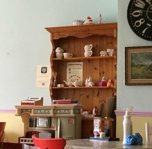 Not just food! Pottery painting and books are also available for a small fee. at Grace Tea Room in Ellesmere Port