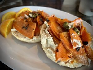 Carrot lox bagel #Veganuary at Urban Beets Cafe & Juicery in Wauwatosa
