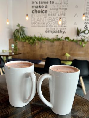 Red velvet lattes- w/ cacao and beer powders #Veganuary at Urban Beets Cafe & Juicery in Wauwatosa