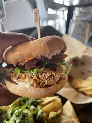 Chickyn Sándwich w coconut bacon  at Urban Beets Cafe & Juicery in Wauwatosa