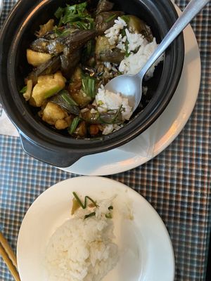 Caramalised eggplant   at Cafe on Thu Wheels in Hue