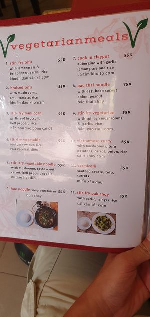 Menueme at Cafe on Thu Wheels in Hue