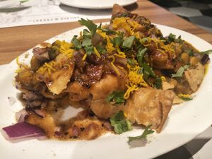 Samosa chaat at Kailash Parbat in Kowloon