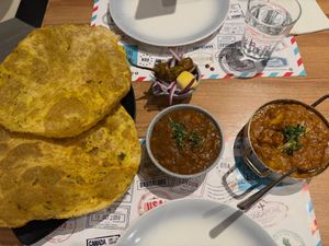 Chole Bhature and mushroom curry at Kailash Parbat in Kowloon