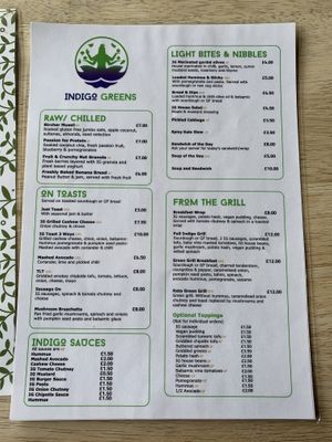 Menu (April 2022)   at Indigo Greens in Liverpool