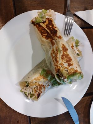 Burritos with tofu (delicious and well served) at Green Lovers in Santa Cruz