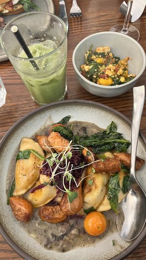 Namo Cafe Bistro was FANTASTIC for vegan and vegetarian fare. The meat eaters in my family were also very happy with the choices available to everyone. Highly recommend perogies  at Namo Cafe Bistro in Calgary