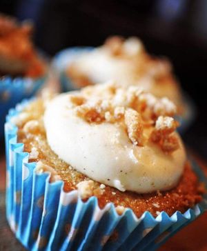 Delicious apple crumble cakes with local apples no less!! at Heathen Vegan Gourmet in Kendal