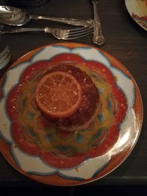 Sponge pudding  at Heathen Vegan Gourmet in Kendal