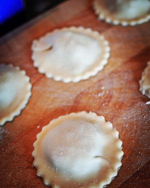 Fresh lentil-filled homemade ravioli at Heathen Vegan Gourmet in Kendal