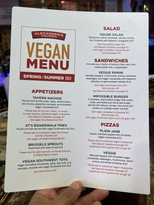 Yes! A separate vegan menu!  at Alexander's Tavern in Baltimore