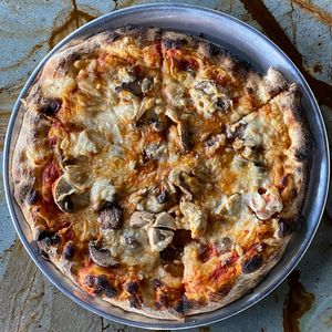 Put It On (create your own) vegan cheese & mushroom pizza at Catch-a-Fire Pizza in Cincinnati
