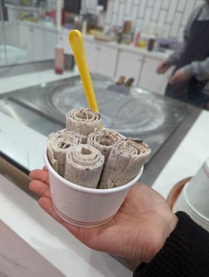 Coconut ice-cream with oreo at Cold Rolled Ice Cream Company in Los Angeles