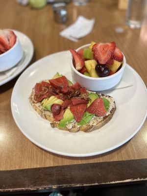 Strawberry Avo toast  at Megg's Cafe in Temple