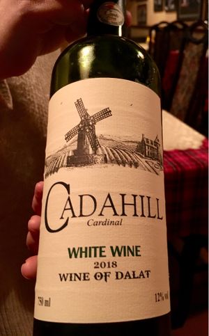 Vino blanco de la casa, muy bueno  at V Cafe in Da Lat