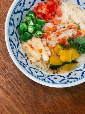 Pickle Soup with rice noodles at Mill in Bangkok