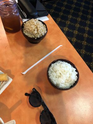white rice and brown rice bowls (perfectly sticky) at Happy Family - San Bernardino in San Bernardino