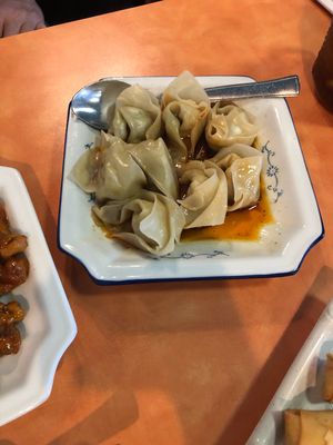 Szechuan wontons - 6/10 because they weren’t that spicy  at Happy Family - San Bernardino in San Bernardino