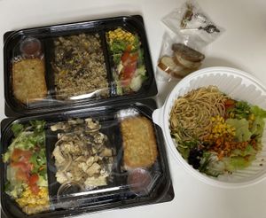 Mushroom pilaf, queens set and cold noodle salad.  I had leftovers for a while lol  at Newyork B&C in Seoul