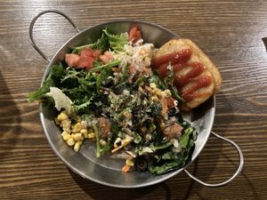 Marinated tofu with salad and hashbrowns  at Newyork B&C in Seoul