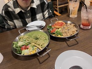 Cashew pasta and soy steak rice   at Newyork B&C in Seoul
