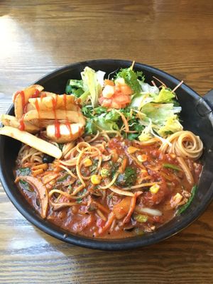 Vegan Tomato Vegetable Pasta. Highly recommend! at Newyork B&C in Seoul
