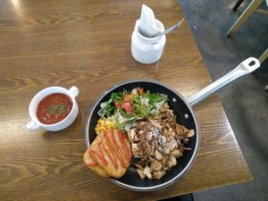 Tofu steak and tomato soup at Newyork B&C in Seoul