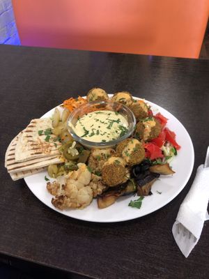 Falafel on a plate (deconstructed falafel) 10/10  at Vegan Pyramid in St Petersburg