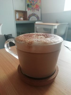 Large cappuccino (very large and very good) at Vital Cafe in Leeds