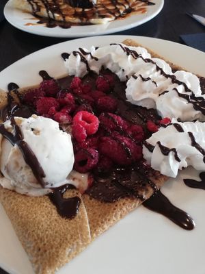 Sweet crêpe (delicious filling!) at Coffee Crepes in Paris