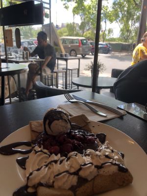 View from the front indoor seat    at Coffee Crepes in Paris