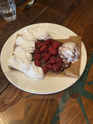 Chocolate raspberry vegan ice cream crepe  at Coffee Crepes in Paris