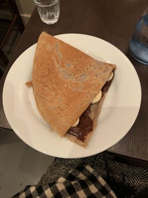 “Vegan Duo” crepe with Nutella, bananas, and strawberries! at Coffee Crepes in Paris