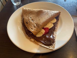 Vegan duo crepe (vegan Nutella, banana, strawberries)  at Coffee Crepes in Paris