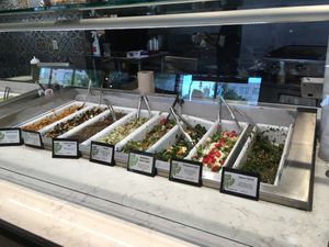 Vegan options clearly labeled at Neomonde Mediterranean in Durham