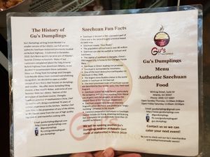 Menu 1/2 at Gu's Dumplings in Atlanta