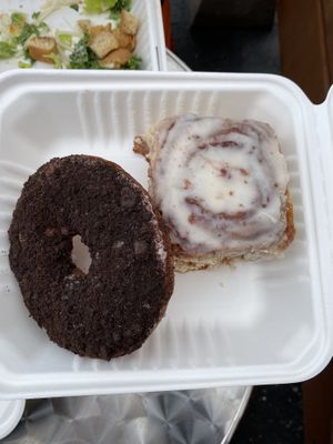 oreo doughnut and cinnamon bun  at Fern Cafe and Bakery in Victoria