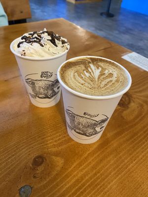 Hot chocolate and eggnog latte   at Fern Cafe and Bakery in Victoria