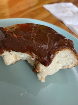 What’s left of my Boston crème donut  at Fern Cafe and Bakery in Victoria