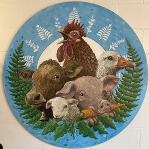 Fern Bakery logo on wall  at Fern Cafe and Bakery in Victoria