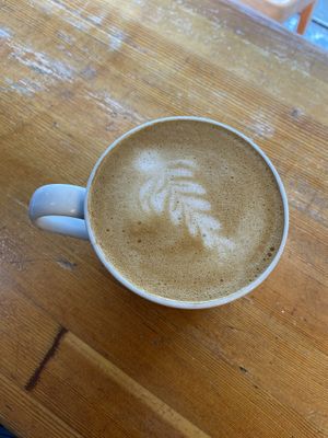 Latte with oat milk  at Fern Cafe and Bakery in Victoria
